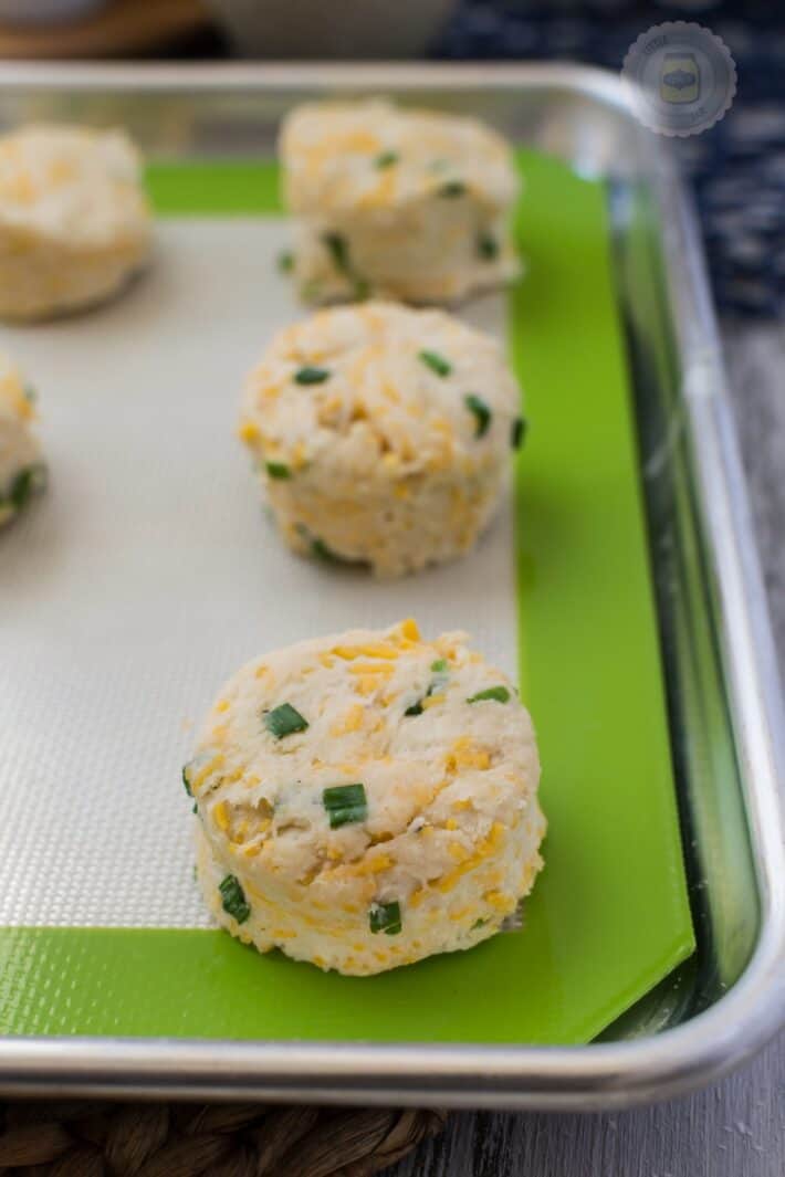 scones on sheet pan with silicone liner