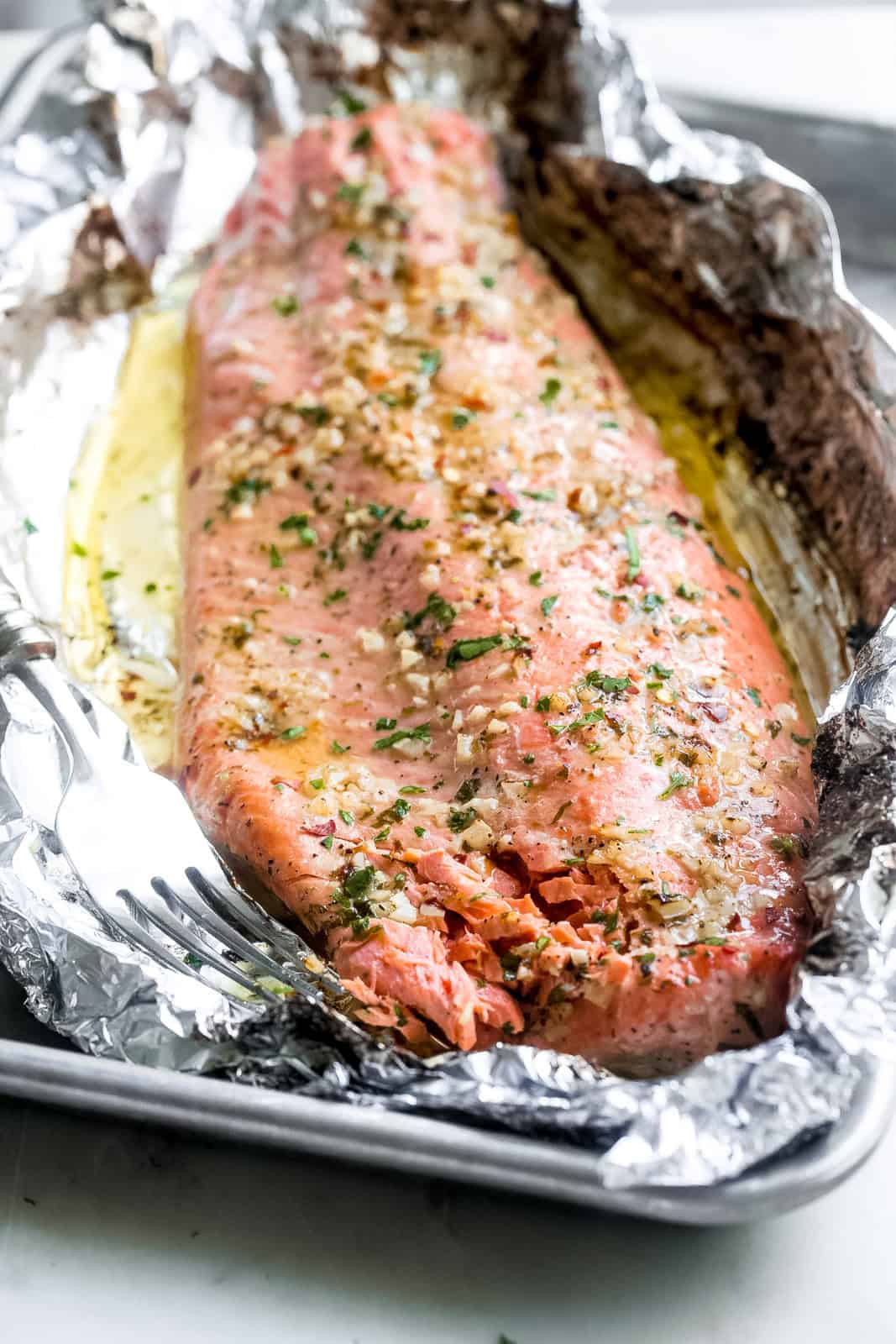 Garlic Butter Baked Salmon in Foil