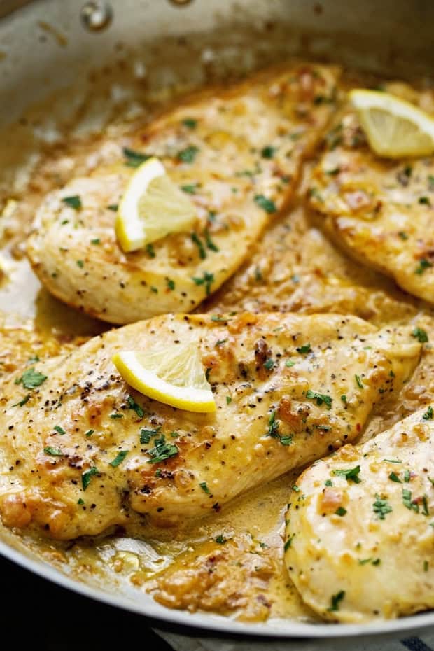 One Skillet Chicken with Lemon Garlic Cream Sauce - Little Spice Jar