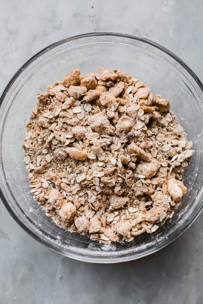 apple crisp crumb topping in bowl