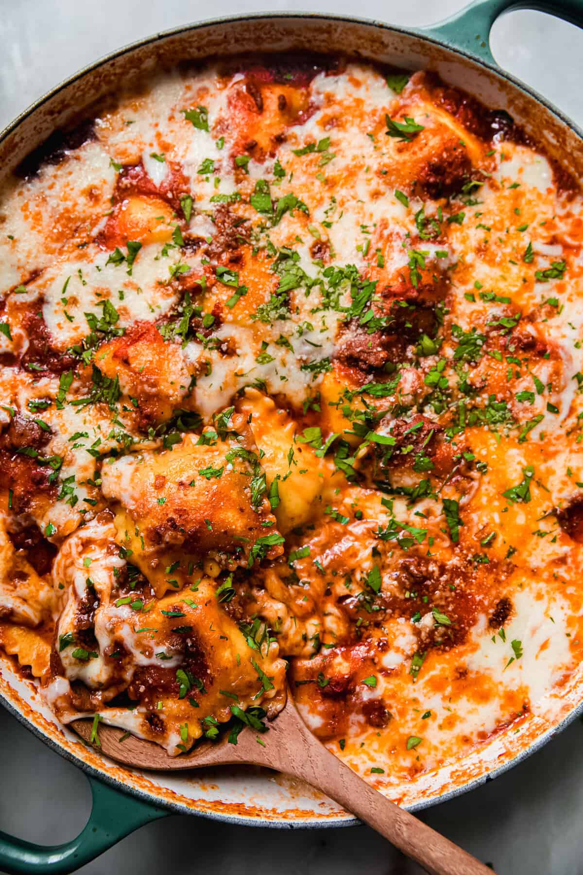 Lazy Ravioli Skillet Lasagna Recipe | Little Spice Jar