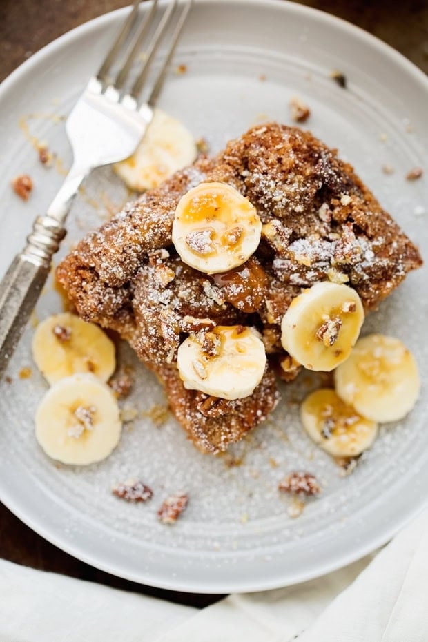 Salted Caramel Banana Nut French Toast Casserole