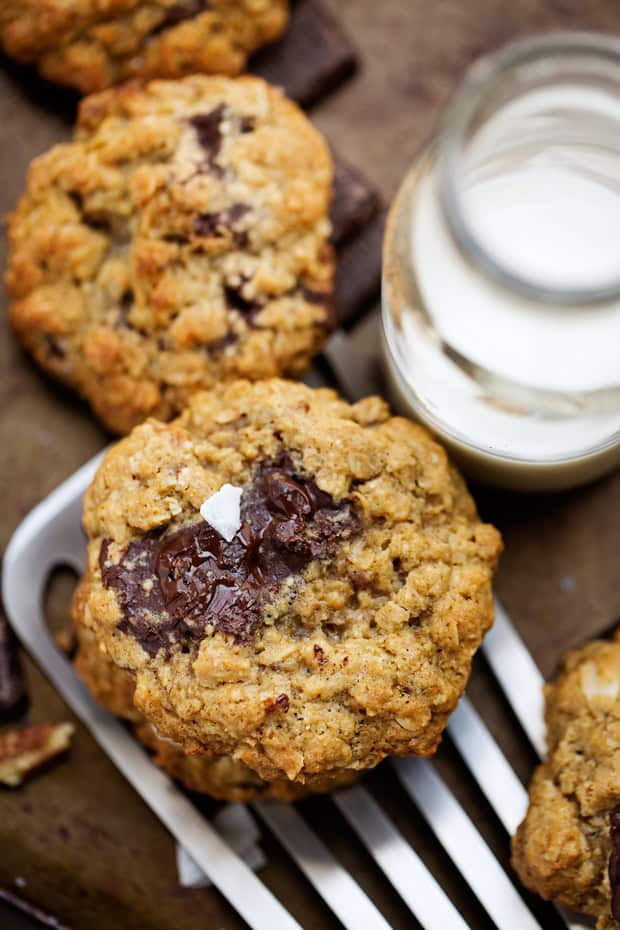 Loaded Dark Chocolate Chip Oatmeal Cookies