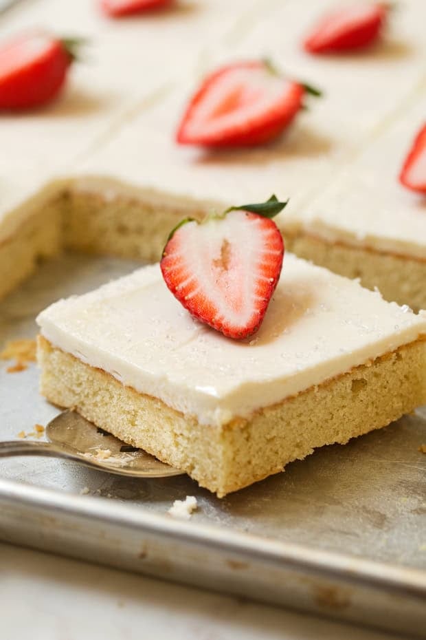 Texas-Sized Vanilla Sheet Cake with Cream Cheese Frosting