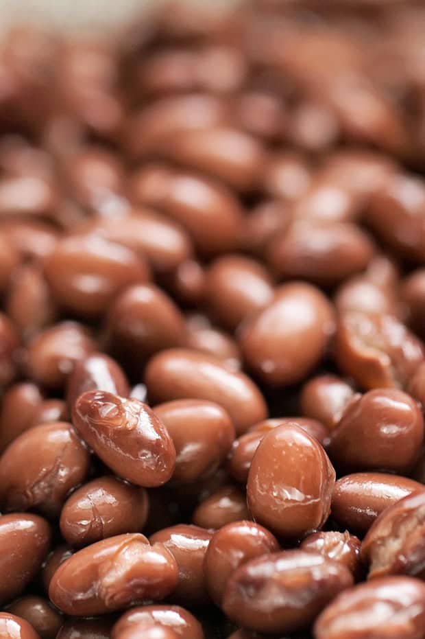 close up of drained black beans