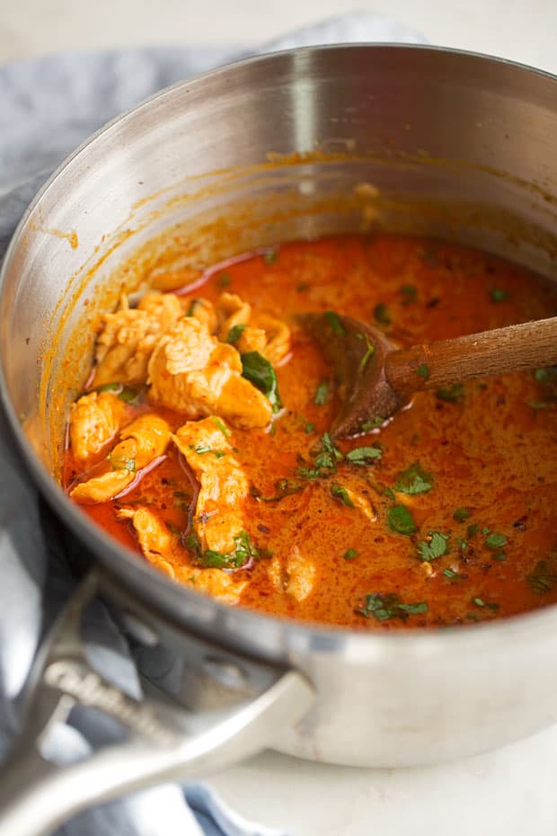 prepared panang curry in sauce pan