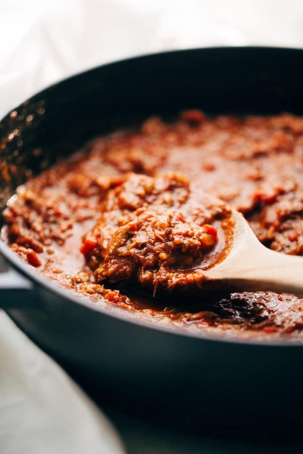 ragu in saucepan