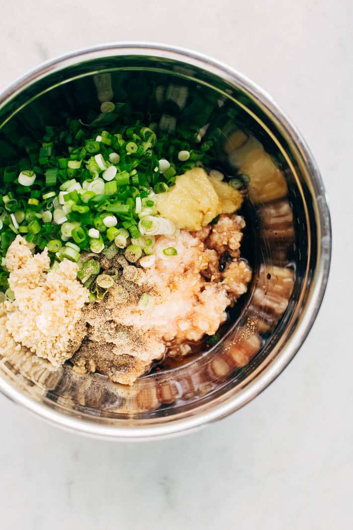 potsticker filling in bowl