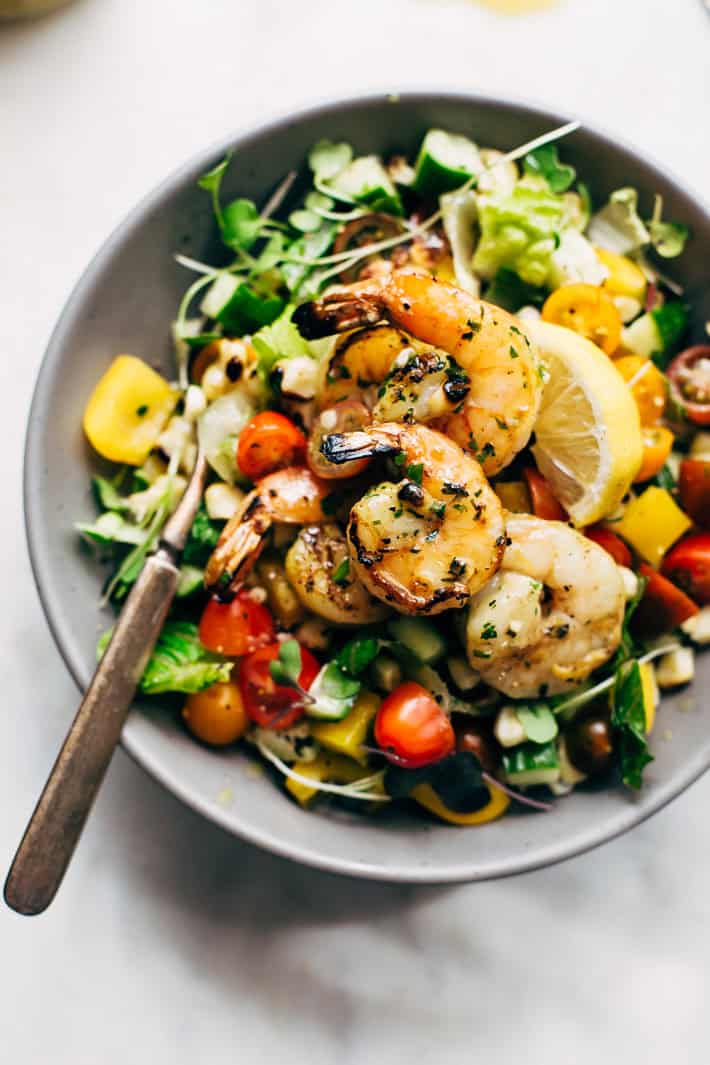 Super Fresh Grilled Shrimp Salad with Honey Mustard Vinaigrette