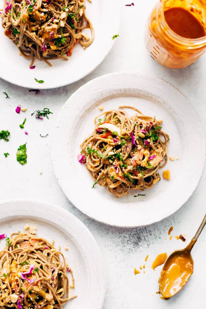 Rainbow Thai Noodle Salad with Peanut Lime Dressing