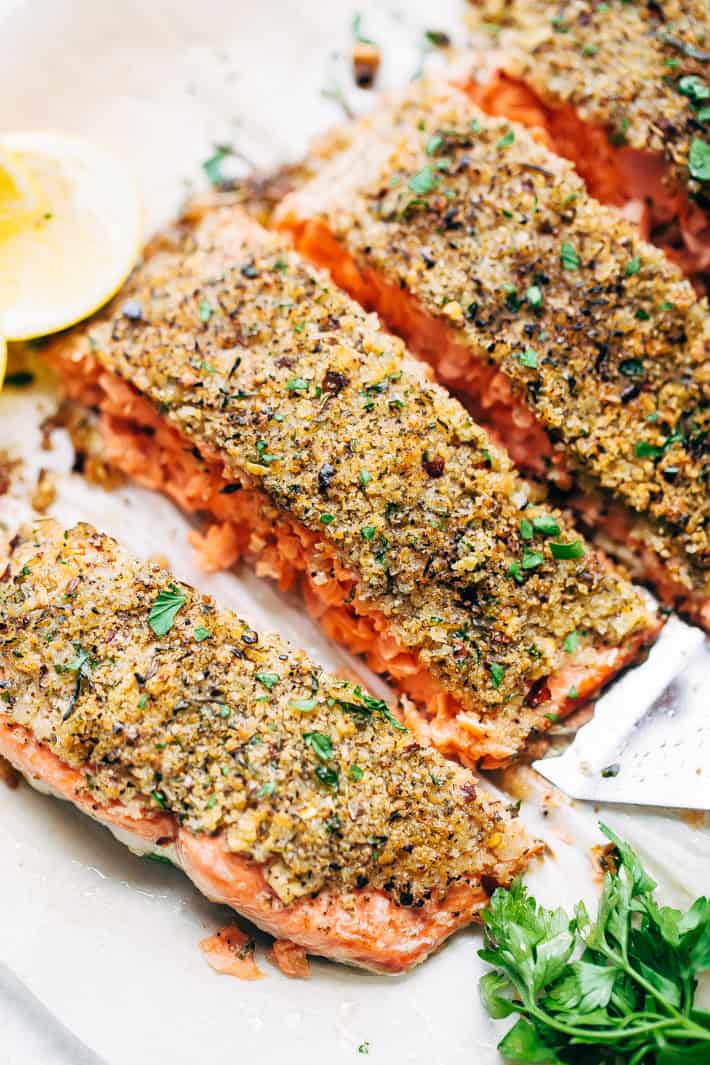 Crunchy Garlic Lemon Pepper Baked Salmon