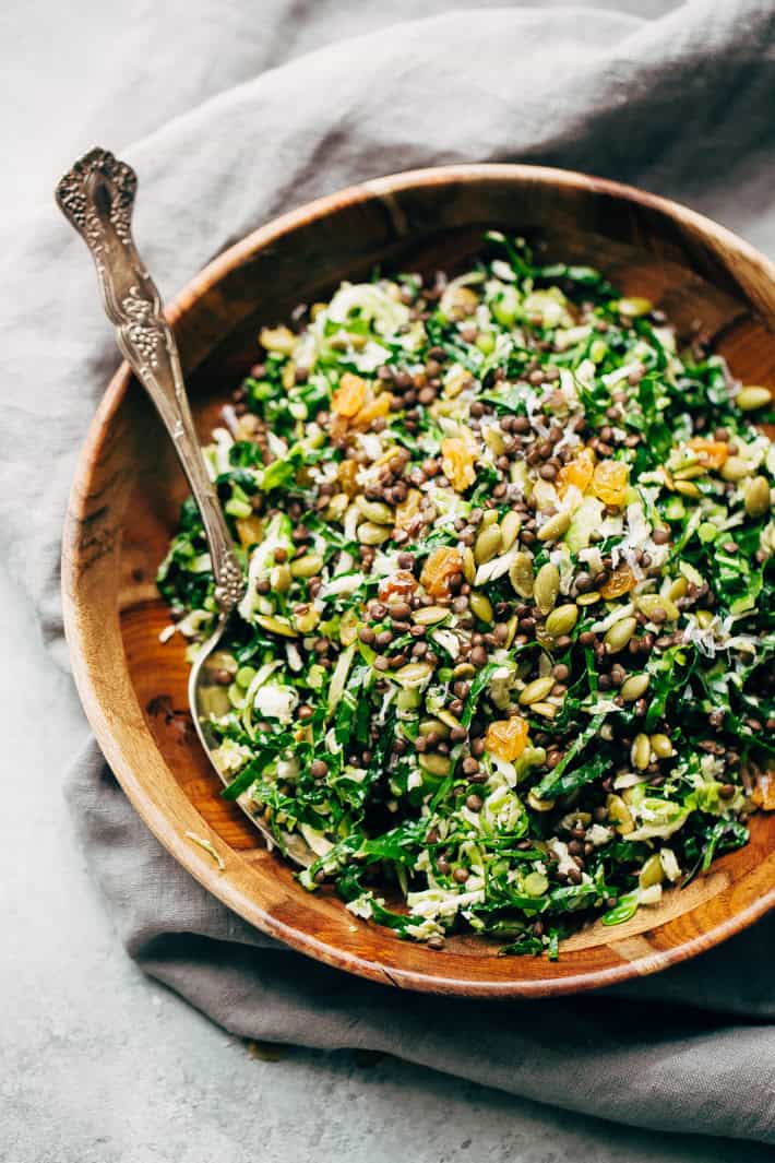 Autumn Lentil Kale Salad with Parmesan