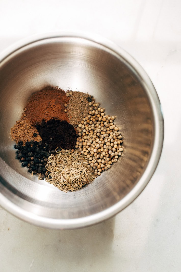spices in metal bowl