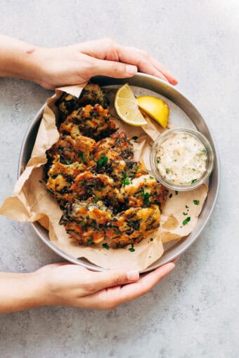 Cheesy Wild Rice Chicken Fritters Recipe | Little Spice Jar