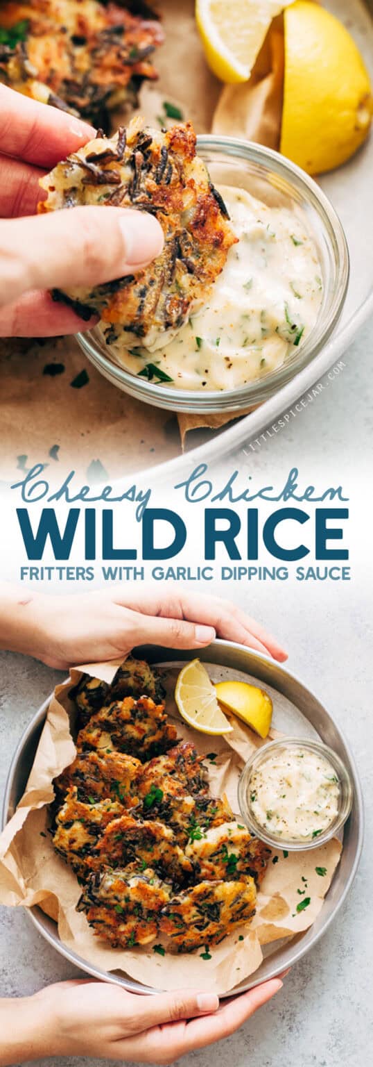 Cheesy Wild Rice Chicken Fritters Recipe | Little Spice Jar
