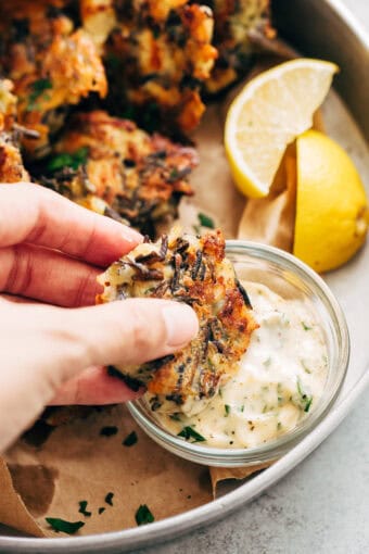 Cheesy Wild Rice Chicken Fritters Recipe | Little Spice Jar
