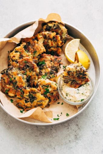 Cheesy Wild Rice Chicken Fritters Recipe | Little Spice Jar