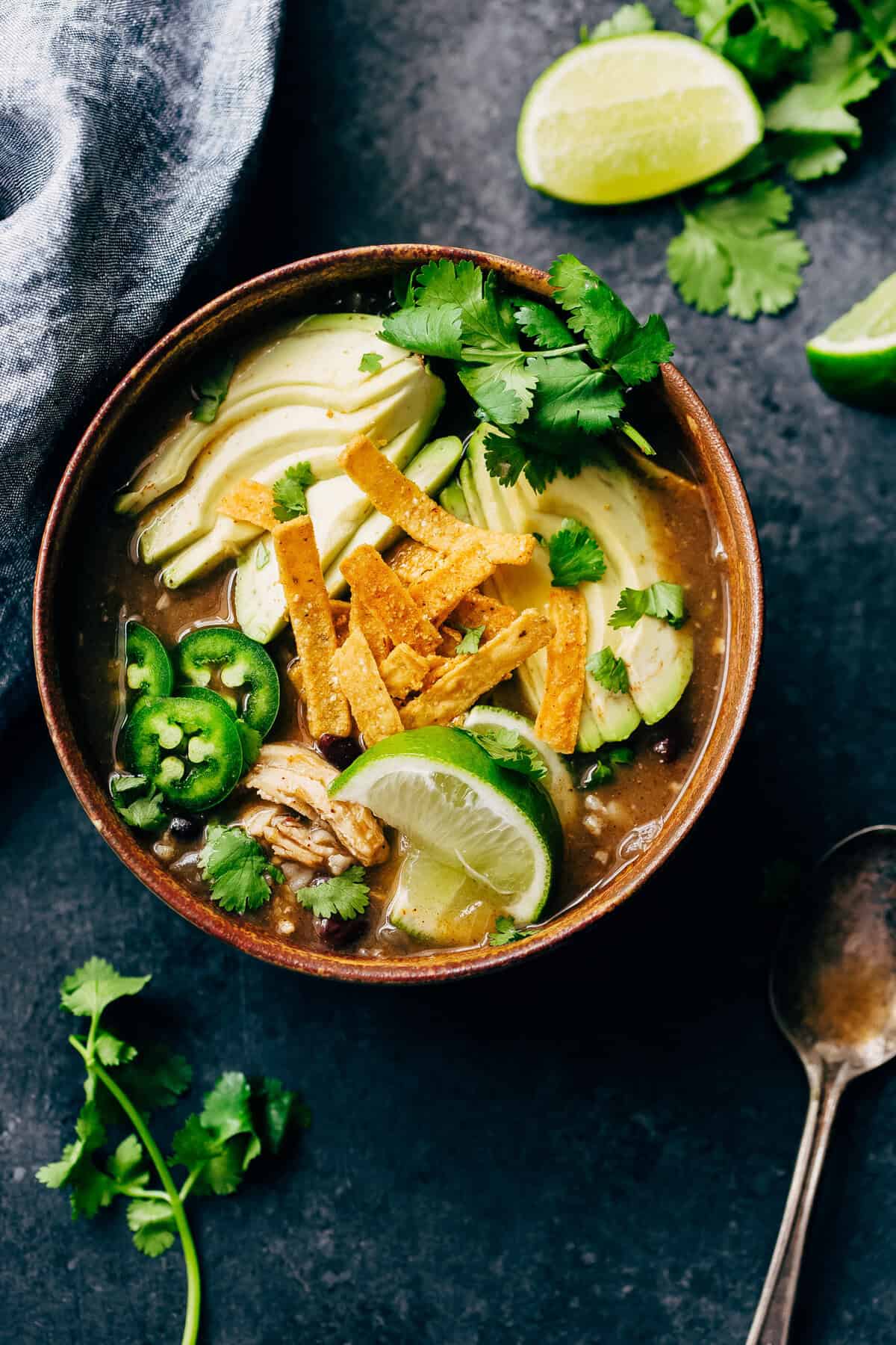 Wintry Verde Chicken Enchilada Soup Recipe | Little Spice Jar
