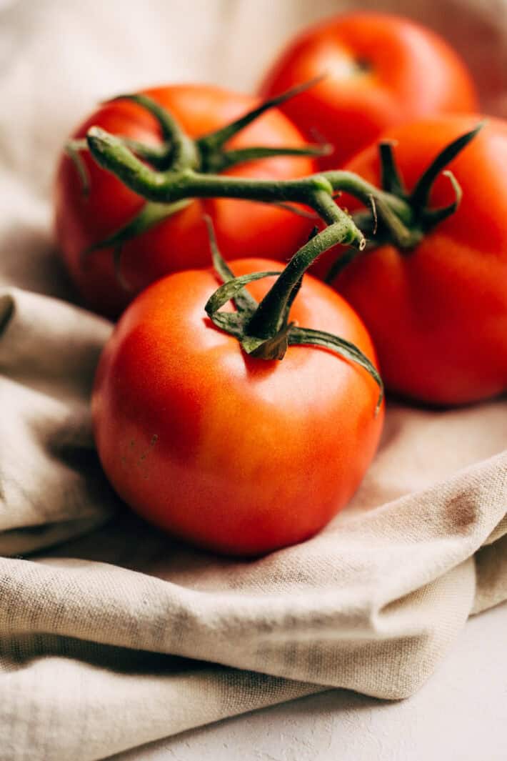 italian tomatoes on kitchen towel