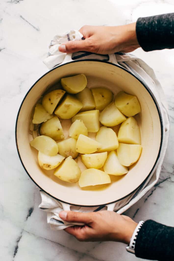 boiled potatoes in cast iron