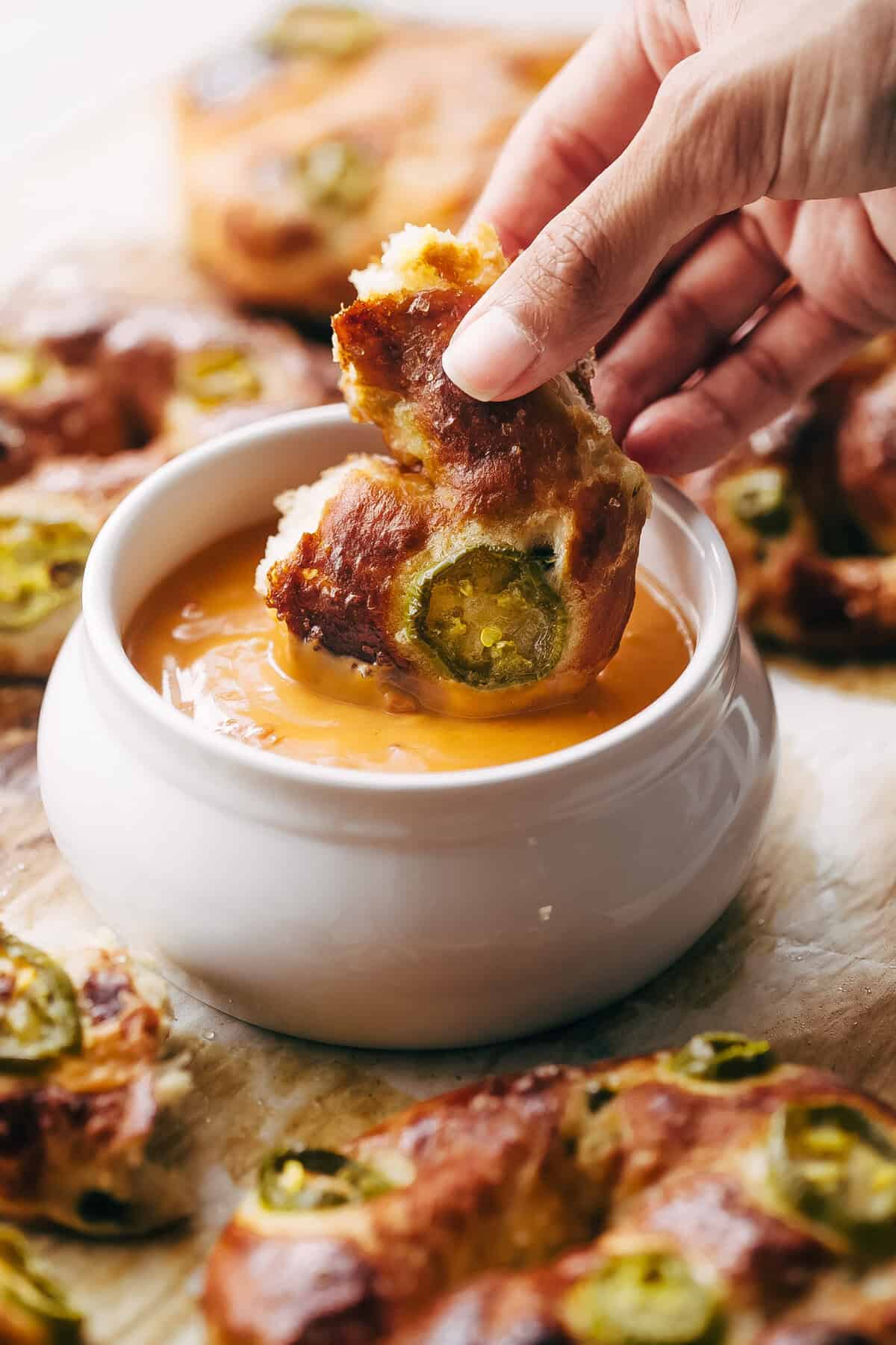 Cheddar Jalapeño Soft Pretzels