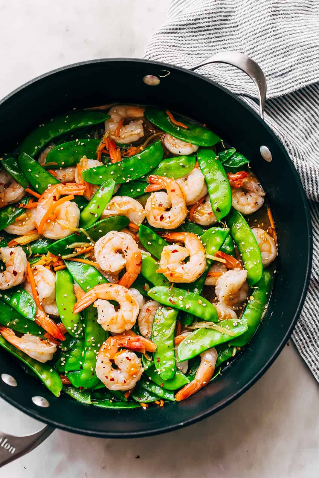 10-Minute Ginger Shrimp Snow Pea Stir Fry