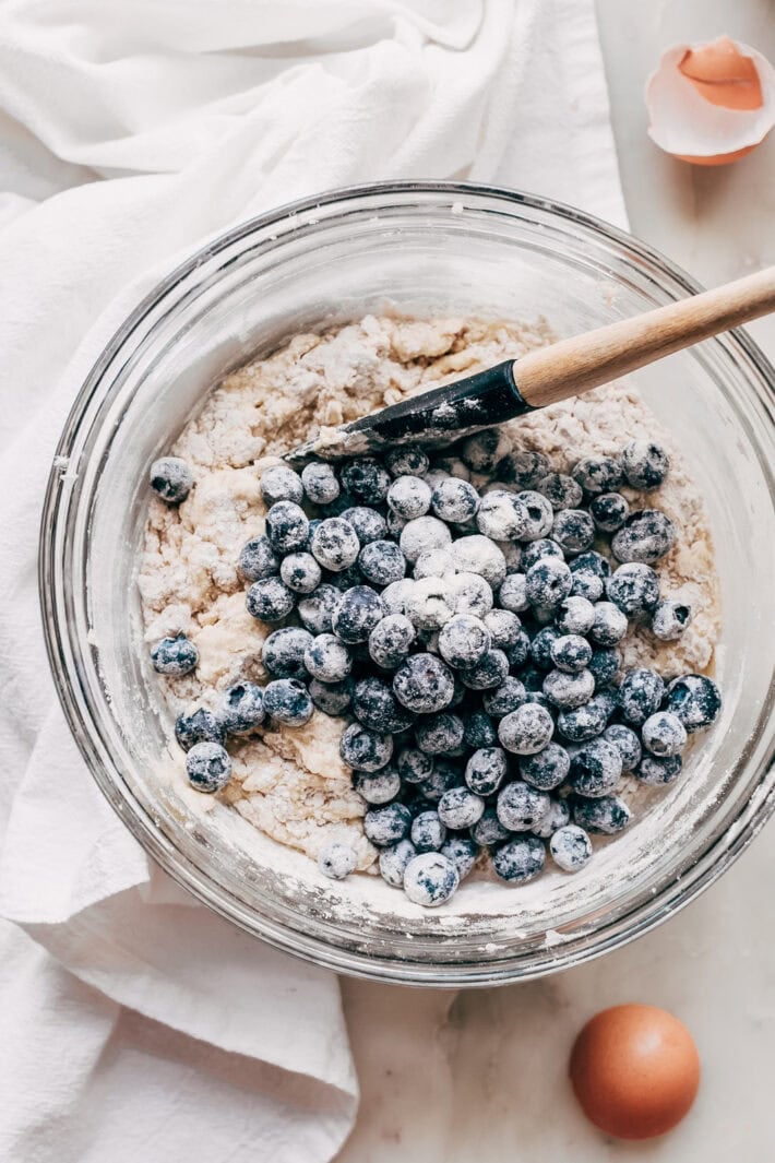 blueberry muffin batter in bowl