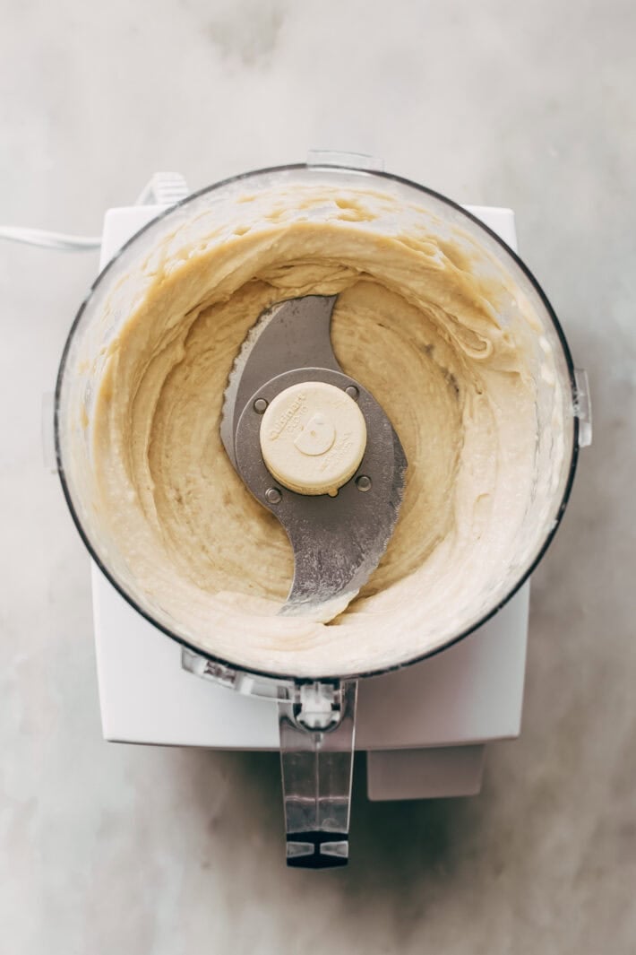 blended tahini and lemon mixture