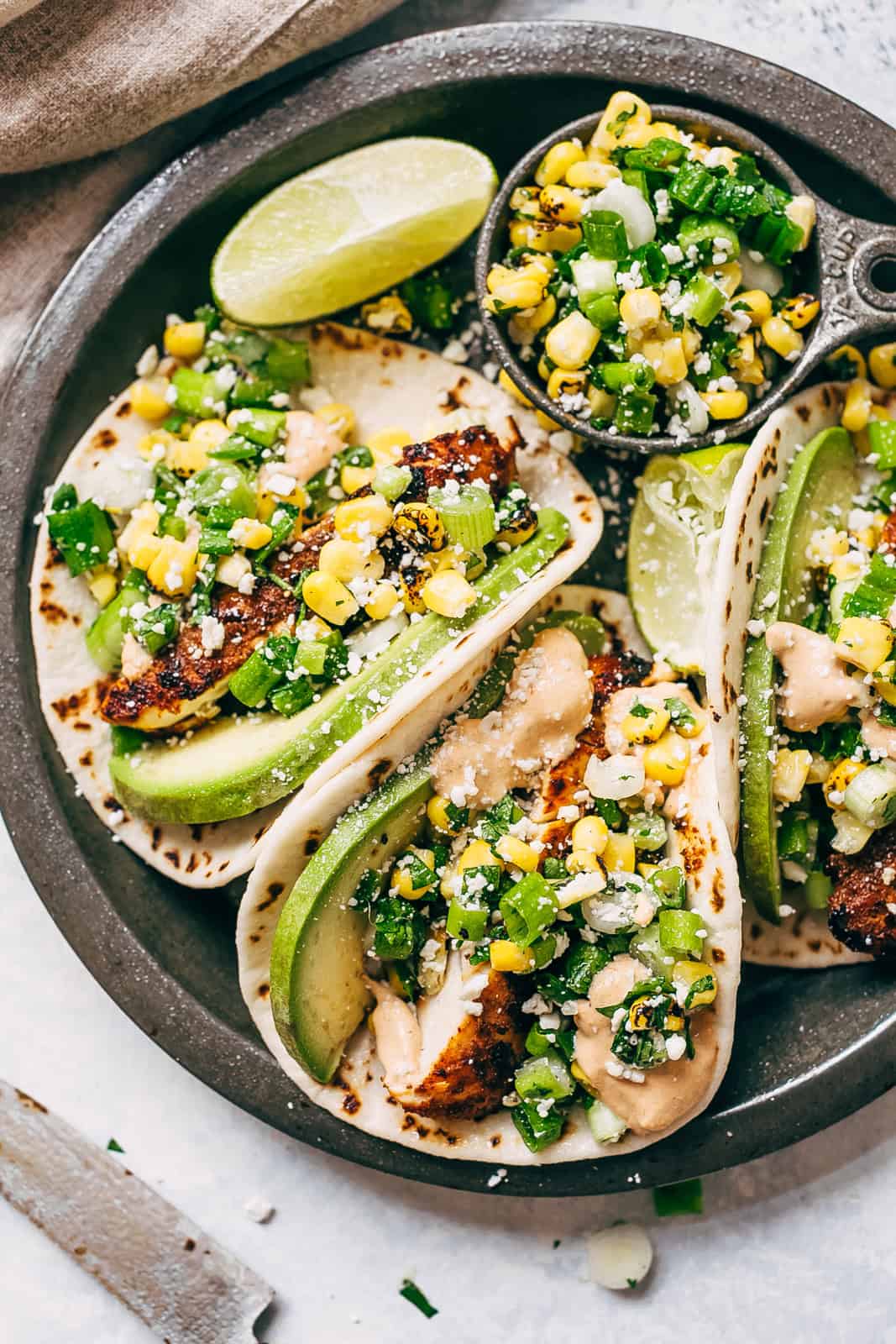 Mexican Street Corn Chicken Tacos