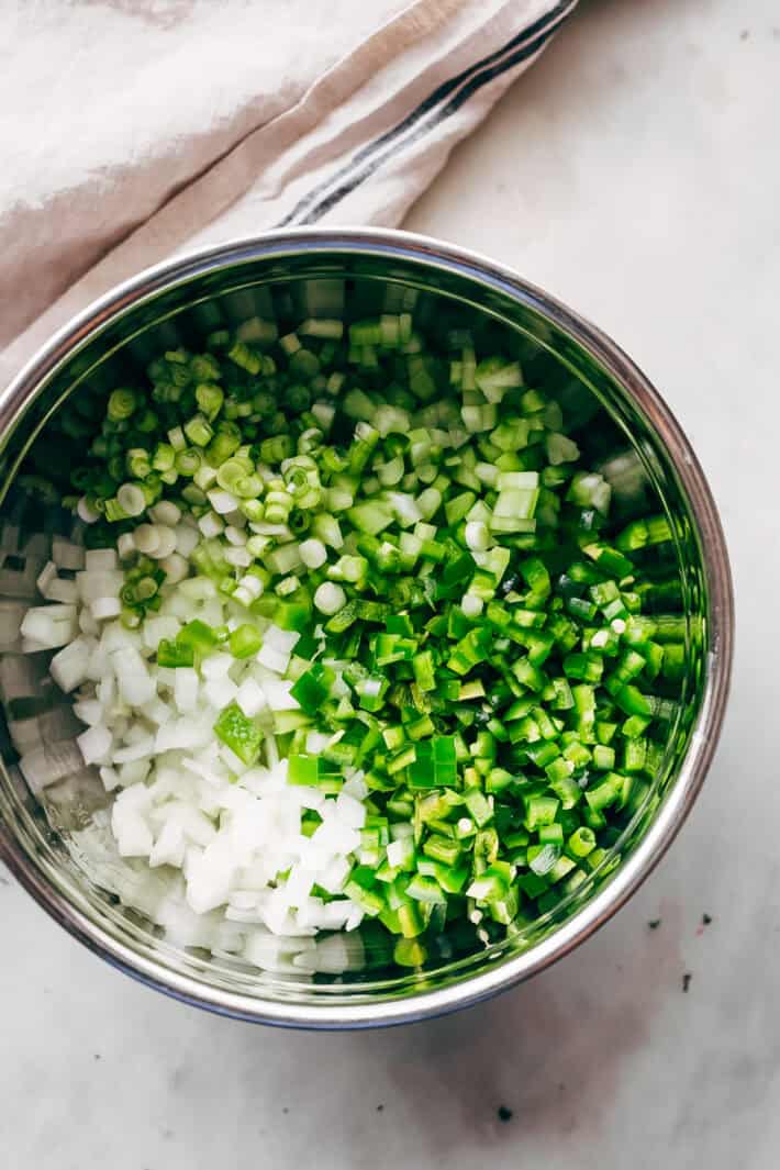 holy trinity ingredients in metal bowl