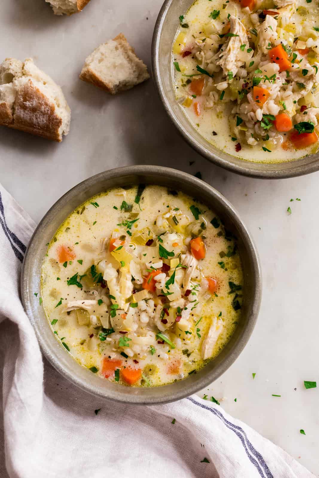 Winter Lemon Chicken Barley Soup
