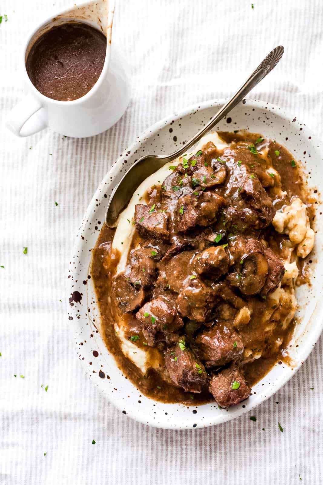 Slow Cooker Beef Tips with Mushroom Gravy (and Instant Pot!)