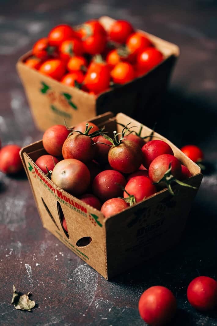 tomatoes in cardboard box