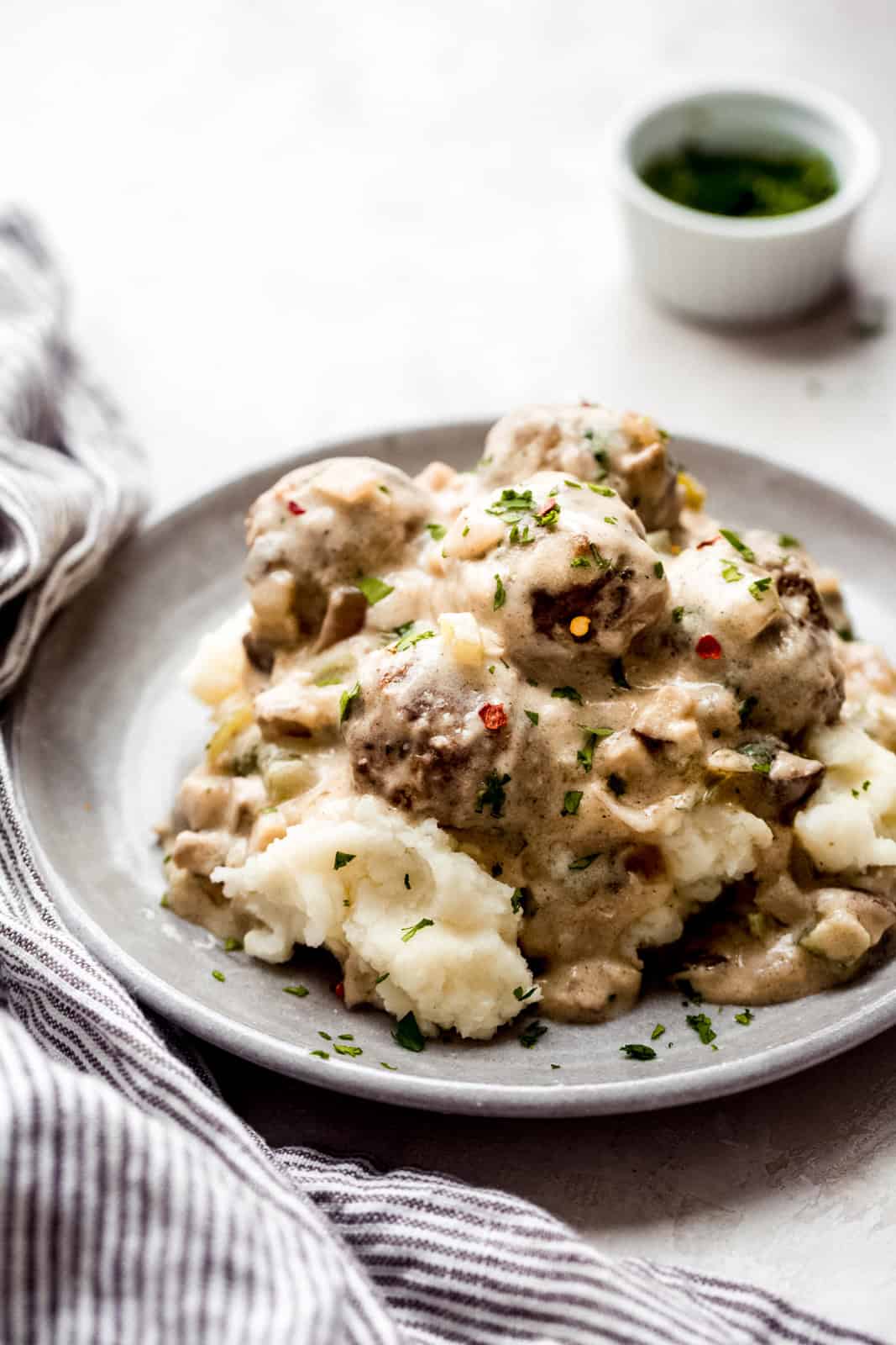 Cheesesteak Meatballs in Garlic Cheese Sauce