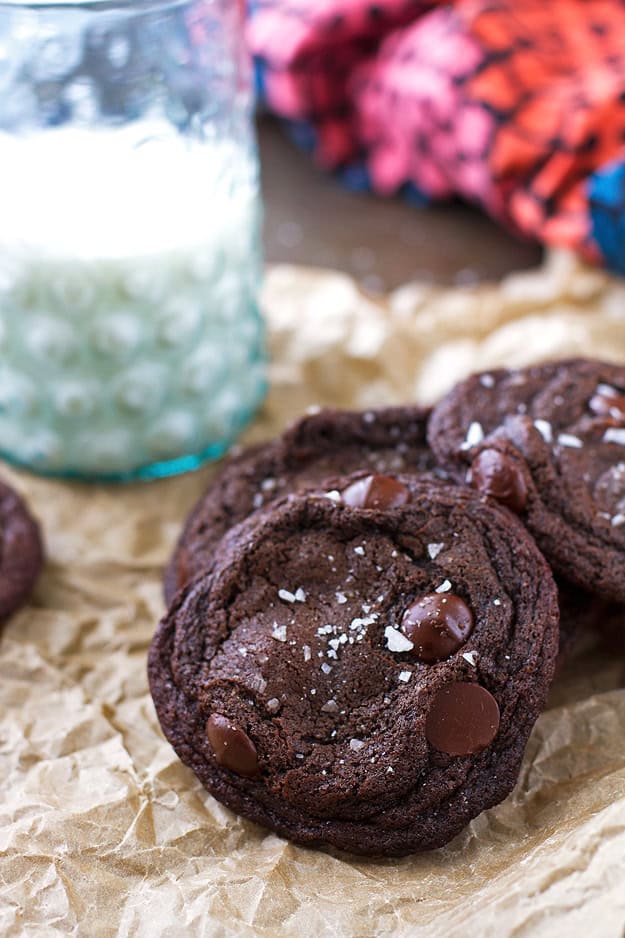 Salted Rolo Stuffed Chocolate Cookies
