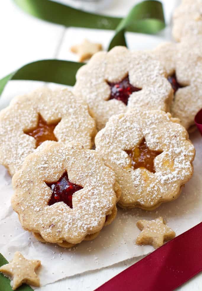 Raspberry Almond Linzer Cookies
