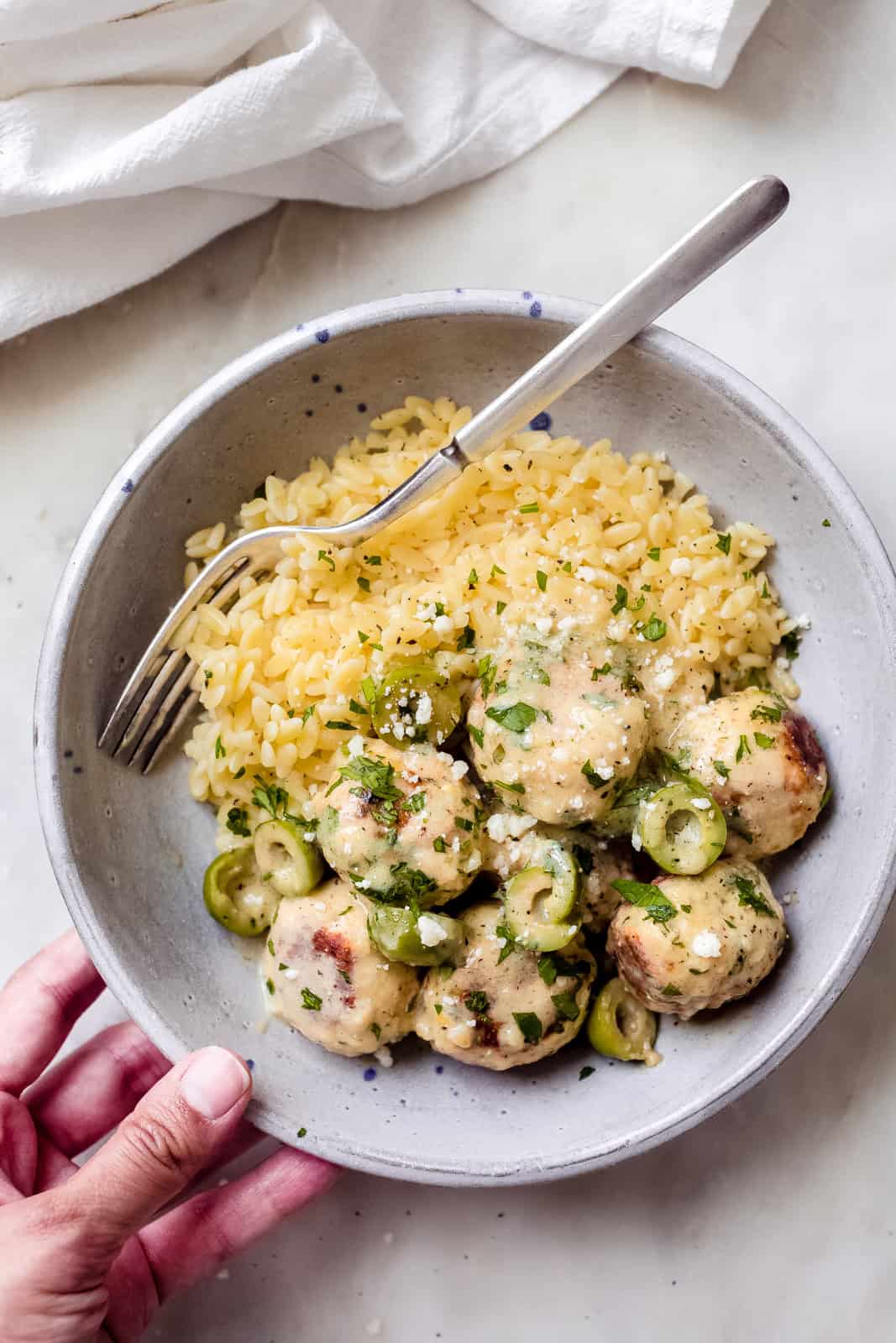 Greek Chicken Meatballs in Lemon Cream Sauce