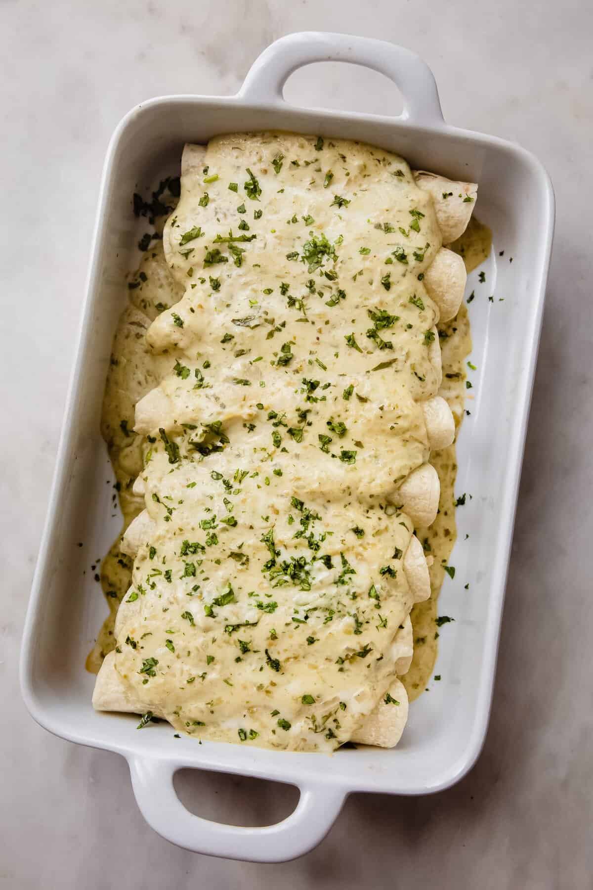 Enchiladas Suizas (Creamy Salsa Verde Enchiladas)