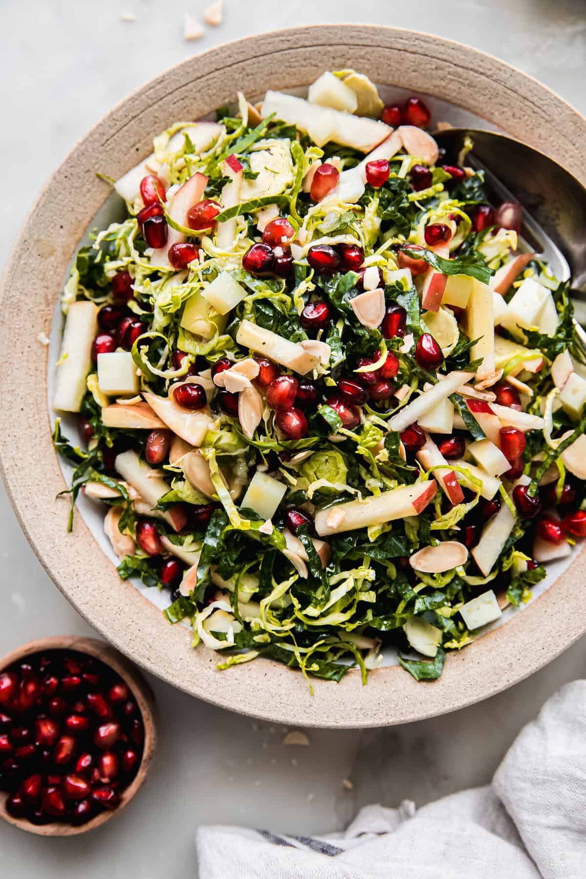 Shaved Brussels Sprouts Salad with Apples, Manchego, and Pomegranates