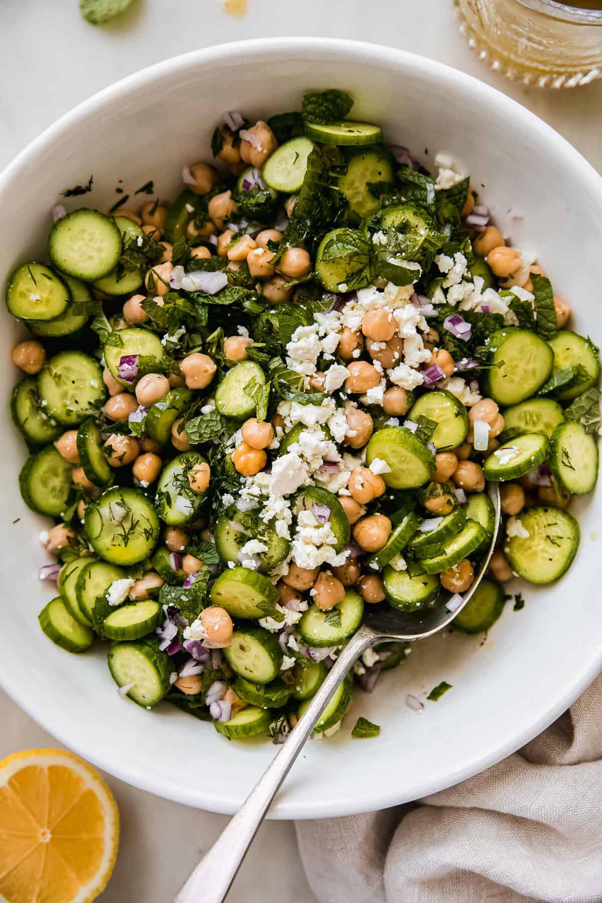 Bright Cucumber Chickpea Salad with Feta
