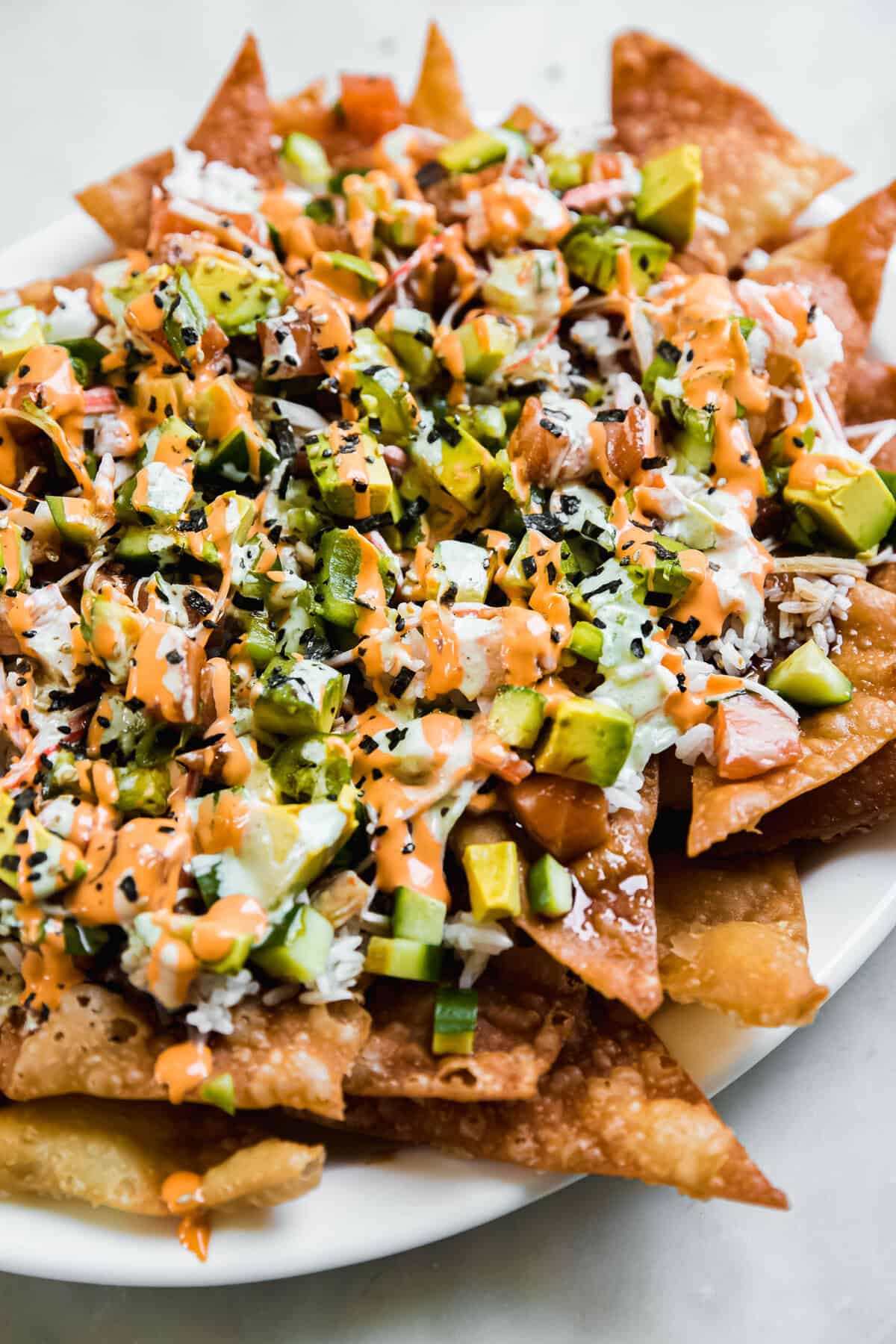 Spicy California Sushi Nachos (aka Wonton Nachos!)