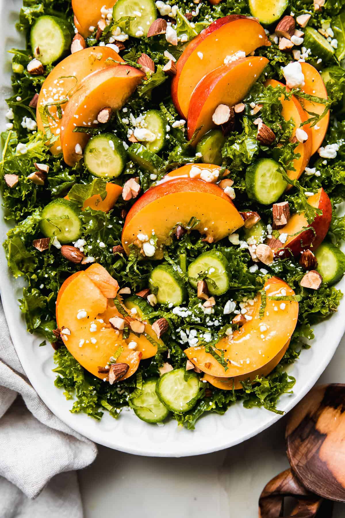 Sweet Peach Goat Cheese Salad with Balsamic Vinaigrette