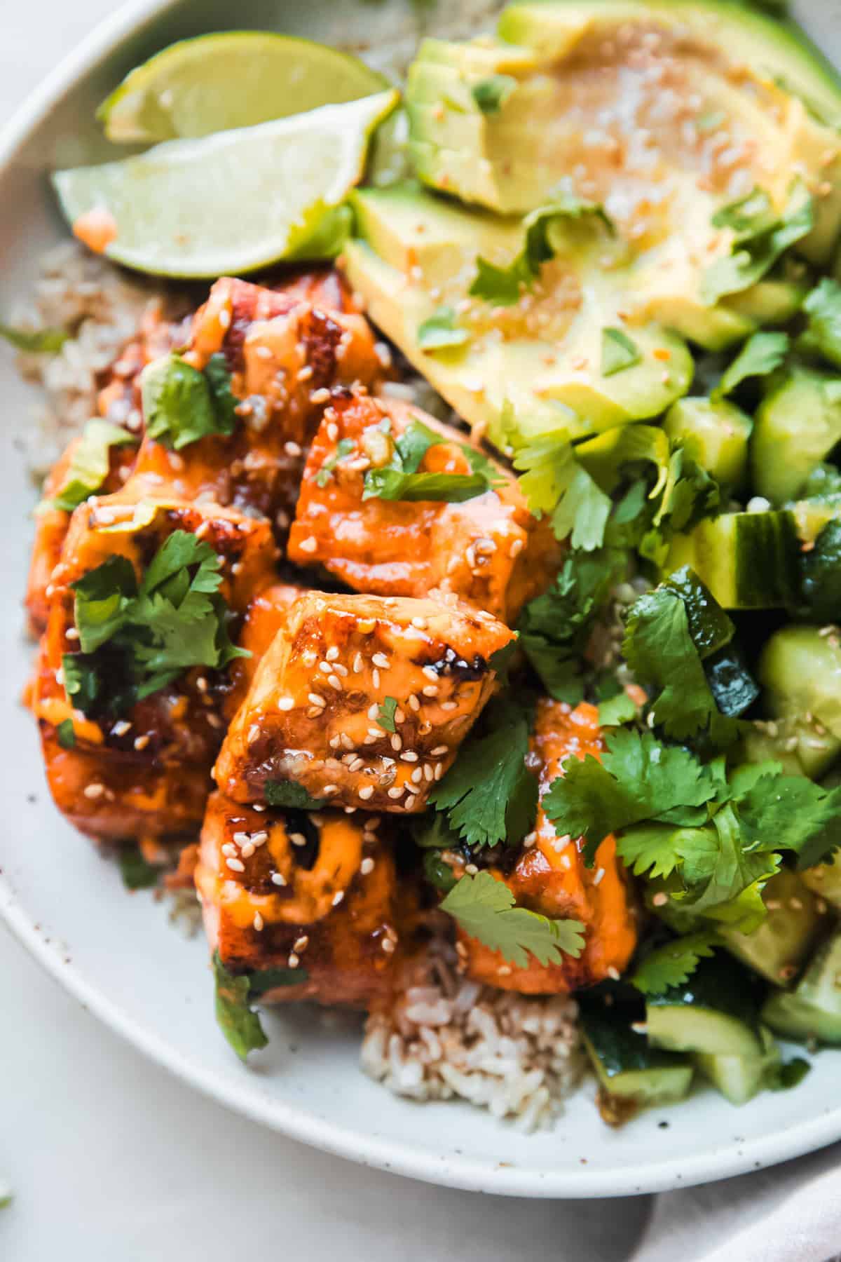 Garlic Honey Salmon Bowls