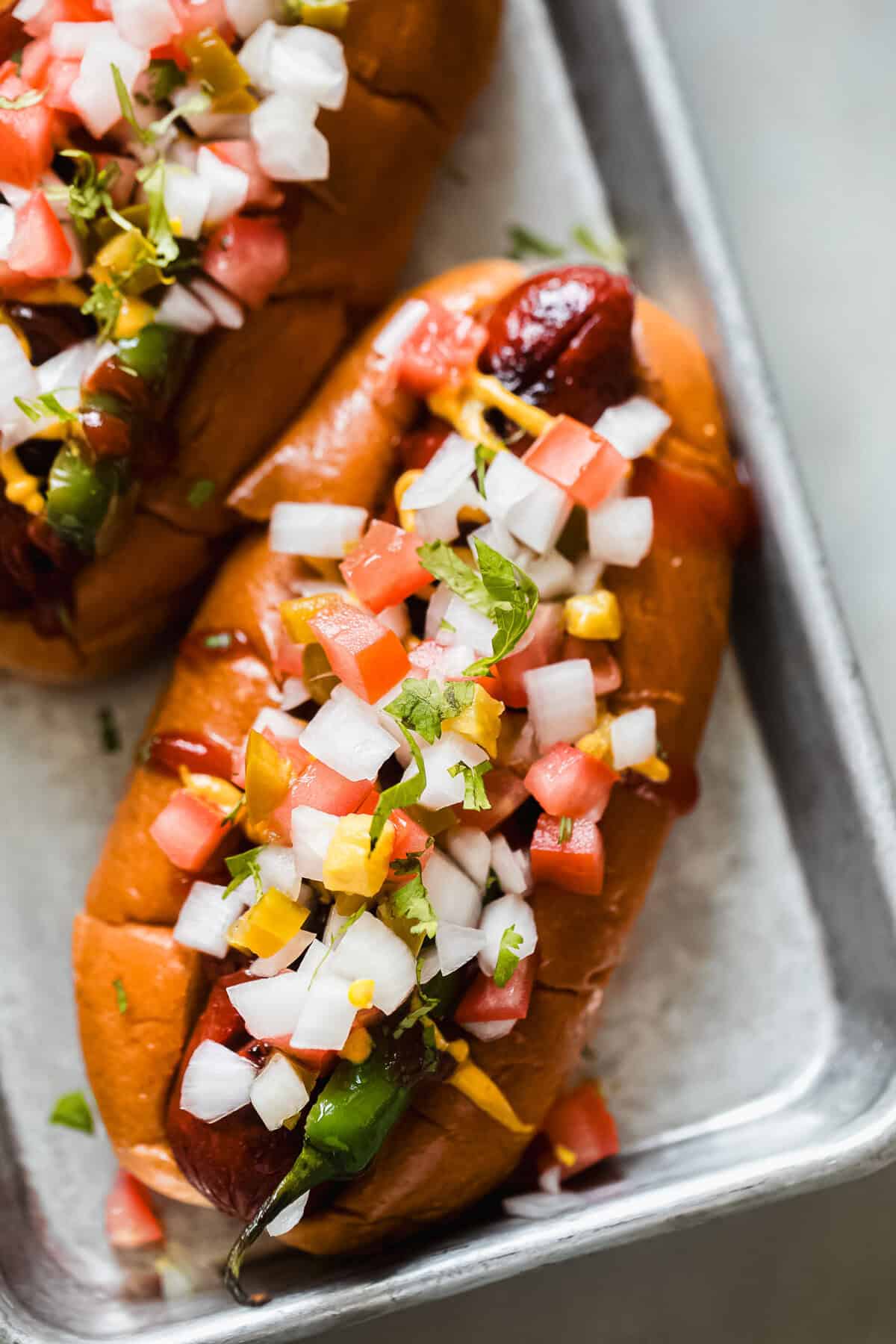 Mexican Hot Dogs with Charred Serranos