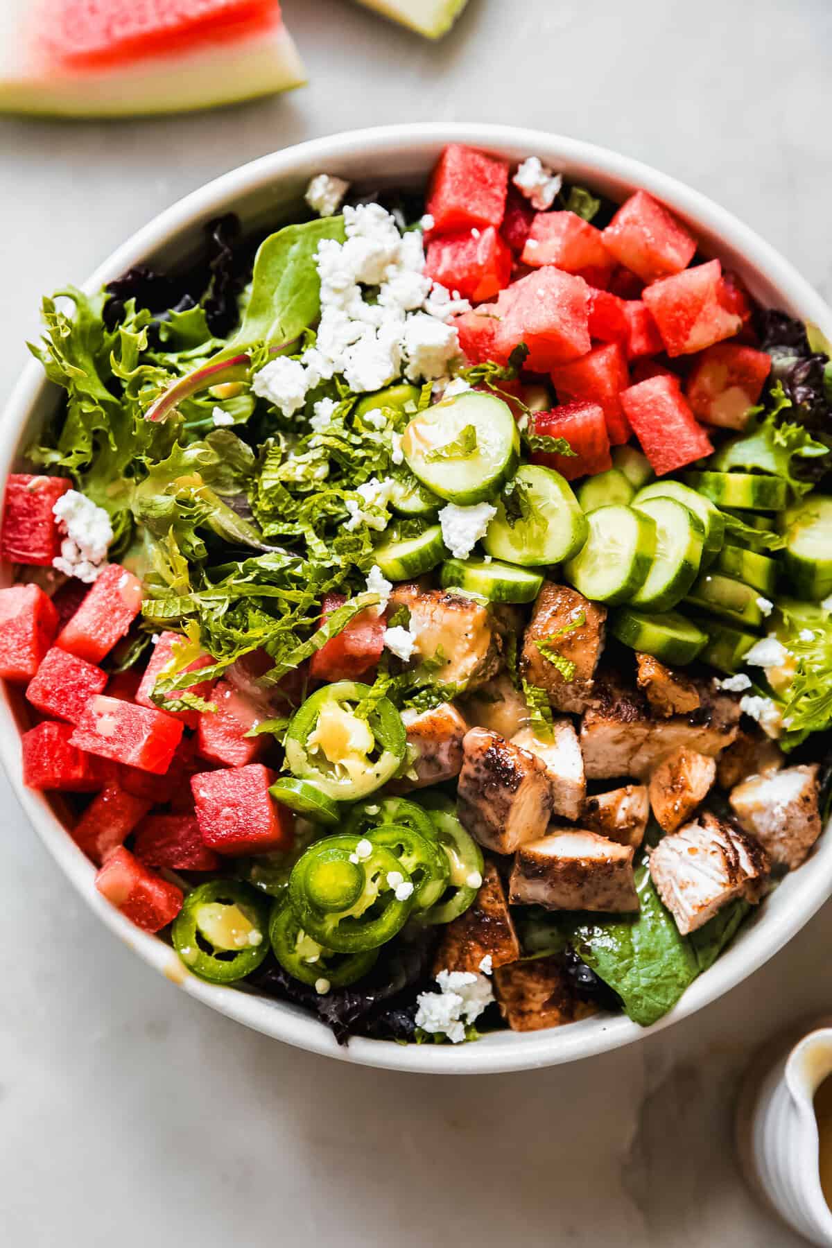 Summer Blackened Chicken Salad with Feta and Watermelon