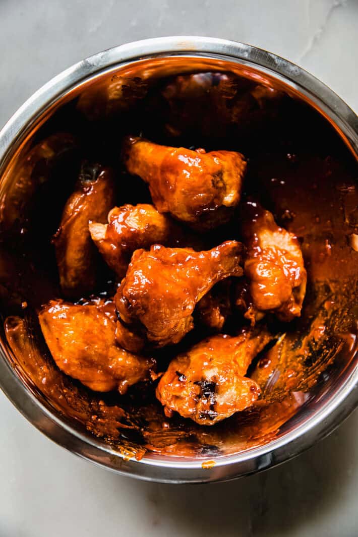 wings tossed in gochujang honey sauce