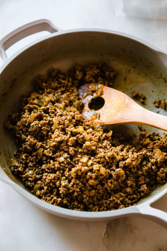 achari ground beef mixture for naan