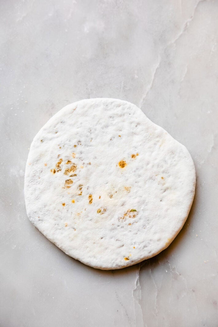 stuffed naan pocket after rolling