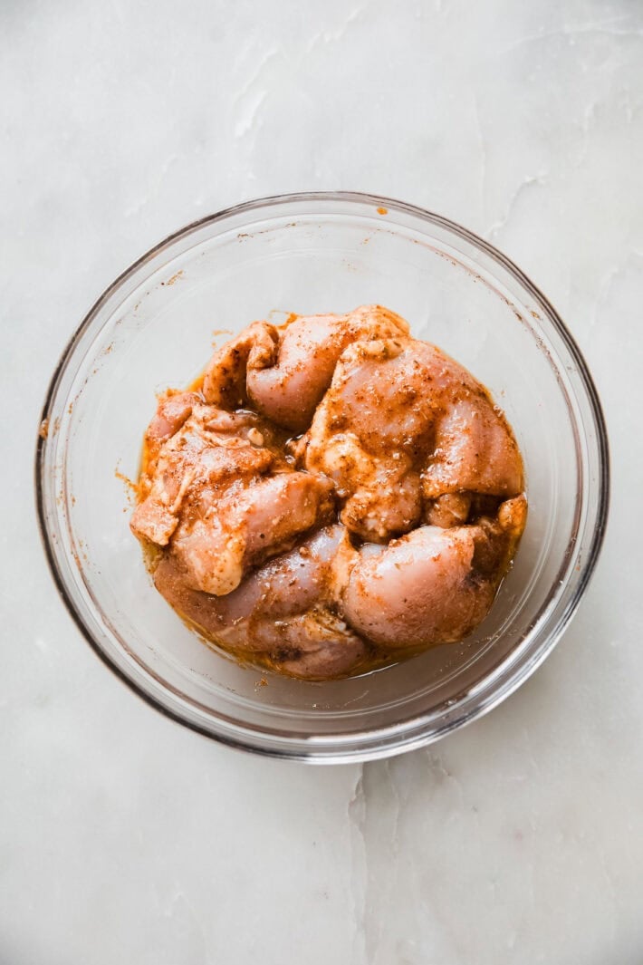 marinated chipotle chicken in bowl