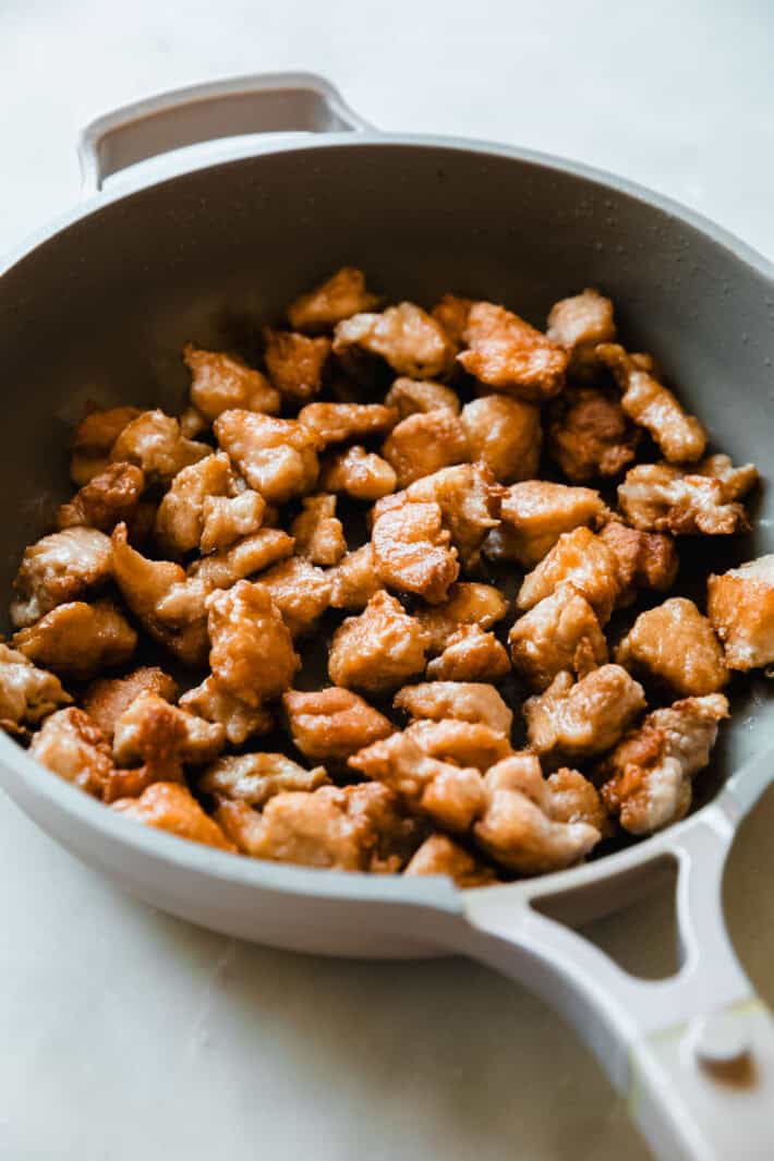 crispy chicken in pan